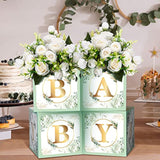 6pcs Baby Shower Flower Boxes Centerpiece with Letters for Gender Reveal Party Decor