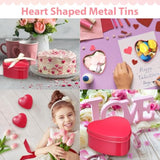 12 Pieces Valentine'S Day Heart Shaped Metal Tins Box With Lids Valentine'S Day Candy Boxes Cookie Biscuits Jar Empty Tin Box For Candies Treasures Cookies Kitchen Wedding Parties(Rose Red)
