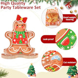 48 Count Christmas Party Plates Gingerbread Party Decorations Gingerbread House Plates Decorations Gingerbread Man Xmas Holiday Disposable Paper Platter For Merry Christmas Winter Tableware Supplies