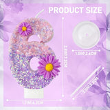 Purple Flower Birthday Candles,Number 6 Birthday Candles For Cake,Suitable For Cartoon Birthday Parties Cake Decor, Wedding Anniversary And Other Celebrations Supplies (6 Candle)