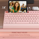 Pink Keyboard And Mouse Wireless, 2.4G Lag-Free Cute Keyboard Combo With Ergonomic Wrist Rest, Phone Holder & Batteries Included, Cordless Silent Key Board Set For Computer, Pc, Windows -