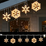 8.5 Ft Snowflake Lights With 6 Drops, 100 Counts Clear Blubs Christmas String Lights, Plug In & Connectable Icicle Fairy