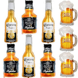 9Pcs Corona Whisky Beer Mug Mylar Helium Balloons, Men Women Boys Girls Beer Themed Birthday Party Decoration, Baby Shower Engagement Decoration Supplies