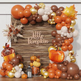 145PCS Fall Thanksgiving Balloon Arch Kit with Orange Brown White Balloons