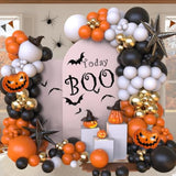 Halloween Balloon Garland Arch Kit - Burnt Orange, Black, Gold & Pumpkin Skull Balloons