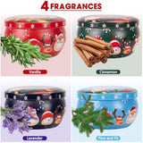 4 Pcs Christmas Scented Candles Gifts For Women - Merry Christmas Candles Bulk, Soy Wax Aromatherapy Candle Set, Small Cookie Jar Candles Tins With Lids For Home Bath Yoga Xmax Holiday Party Favors
