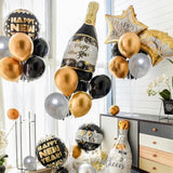 60 Pc Black Gold Silver Metallic Balloons Set for Birthday New Year Wedding