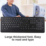 Large Font Keyboard,Large Font Usb White Led Backlit Keyboard 104 Keys Standar