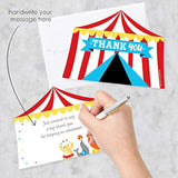 Big Dot of Happiness Carnival - Step Right Up Circus - Shaped Thank You Cards - Carnival Themed Party Thank You Note Cards with Envelopes - Set of 12