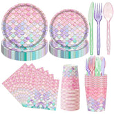 168 Pcs Little Mermaid Birthday Decorations Serve 24 Guests The Under The Sea Princess Birthday Party Decor Party Supplies Tableware Paper Plates And Napkins Cups Cake Pan For Girls Baby