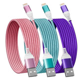 3-Pack 6ft MFi USB-A to Lightning Nylon Fast Charging Cables for iPhone iPad