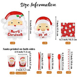 200 Pieces Christmas Santa Party Supplies Tableware Set Include Disposable Paper Plates Cups Napkins Cutlery Straws With Merry Christmas Ho Ho Ho Santa For 25 Guests Dinnerware Holiday