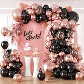 132Pcs Rose Gold Black Balloon Arch Kit for Wedding Graduation Baby Shower Party
