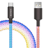 Usb Type C Cable, 5Ft Led Rgb Light Gradual Usb A To Type C Charger Cord 66W F
