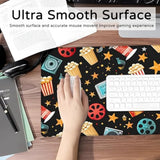 Popcorn Large Gaming Mouse Pad,Movie Night Desk Mat,31.5X11.8X0.12In Extended Non-Slip Rubber Film Reels Star Mousepad,Computer Deskmat Gifts,Laptop Mice Pads Decor For Office Home