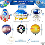 Big Mylar Space Balloons - 37 Inch, Pack Of 6 | Astronaut Balloon For Space Party Decorations | Two The Moon Birthday Boy Astronaut Birthday Decorations | Space Themed Party Decorations