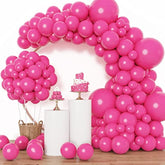 Hot Pink Balloon Garland Kit: Magenta Latex Balloons, Party Decor (129 Piece Set)