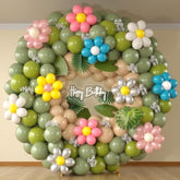 Daisy Flower Balloon Arch Kit, Spring Fairy Sage Green Nude Balloons Garland With Colorful Wildflower Balloons For Floral-Themed Party Boho Baby Shower Wedding Birthday Decorations