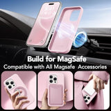 For Iphone 15 Pro Max Case Silicone, Compatible With Magsafe, Camera Protector + Screen Protector, Soft Anti-Scratch Microfiber Lining, Liquid Silicone Shockproof Phone Cover, Chalk Pink