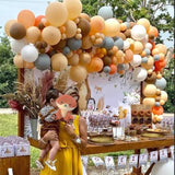 140pcs Fall Balloon Arch Kit with Orange White Gray Brown Nude Balloons for Baby Shower
