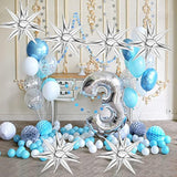 72pcs 12-Point Silver Star Balloons, Mylar Starburst Foil Balloons for Parties