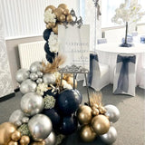 60 Pc Black Gold Silver Metallic Balloons Set for Birthday New Year Wedding