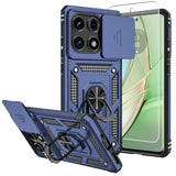Motorola Edge 2025 Case with Screen Protectors and Camera Cover, Military Grade 16ft Drop Tested Cover with Magnetic Kickstand Protective Case for Moto Edge 2025, Blue