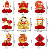 Chinese New Year Honeycomb Centerpieces, 9 Pieces Lunar New Year Table Centerpieces - Asian Chinese Themed Spring Festival Red and Gold Paper Table Toppers Party Decorations