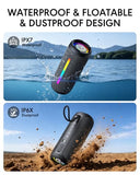 Portable Bluetooth Speaker, IPX7 Waterproof Wireless Speaker, 30W Loud Stereo Sound with Deep Bass, RGB Lights, Bluetooth 5.4, EQ Mode for