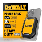 DEWALT Heavy Duty Magnetic Power Bank 5,000mAh, Rugged Wireless Portable Charger, 18W Fast Charging Battery Pack, USB-C to C w/USB Adapter Cable 4', Water Resistant, Works w/Magsafe iPhone 16/15/14