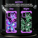 For Galaxy A51 5G Case,Glow In The Dark Three Layer Heavy Duty Shockproof Full Body Hard Plastic Bumper+Soft Silicone Protective Case For Samsung Galaxy A51 5G,Amaranth Dark