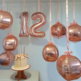 12Pcs Rose Gold Round Foil Balloons, 22" 15" 10" 4D Helium Ball Balloon, Metallic Rose Foil Balloon For Birthday Graduation Wedding Anniversary Bachelorette Disco Prom Party Decorations