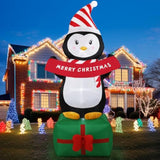 6Ft Christmas Penguin Inflatables Decoration With Led Lights, Blow Up Outdoor Decoration For Christmas Party, Holiday Xm