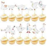 24 Pcs Silly Goose Cupcake Toppers, Cute White Goose Birthday Cake Decorations For Kids Birthday Party Supplies Baby Shower Animal Theme Cake Decor