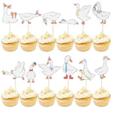 24 Pcs Silly Goose Cupcake Toppers, Cute White Goose Birthday Cake Decorations For Kids Birthday Party Supplies Baby Shower Animal Theme Cake Decor