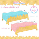 2-Pack Ice Cream Tablecloths for Birthday Parties, Baby Showers & Themed Events (54"x108")
