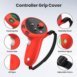 Silicone Cover Set Compatible With Meta/Oculus Quest 3S Accessories, Vr Silicone Face Cover, Vr Shell Cover,Touch Controller Grip Case,Camera Lens Protector Set (Red)
