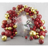 Burgundy Gold Balloons Arch Garland Kit-123Pcs Metallic Confetti Balloons For Birthdays, Anniversaries, New Years, Engagements, Weddings & Retirement Party