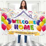 Welcome Home Banner: 5x3 ft White Polyester Sign, Double-Stitched
