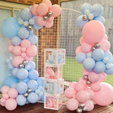 139pcs Pink Blue Silver Balloon Garland Kit for Gender Reveal, Baby Shower, Party Decor
