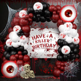 Halloween Balloon Arch Kit with Red Black White Bloody Hand & Eye Balloons