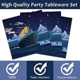 96 Pcs Nautical Party Paper Plate and Napkins Cruise Ship Classic Movie Birthday Party Table Decorations Supplies Ocean Tableware for 24 Guests