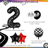 Race Car Birthday Balloon Set: Checkered Flag, Number 2, 40 Inch
