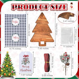 9 Sets Christmas Kitchen Gifts Bulk Wood Cutting Board Charcuterie Boards Christmas Kitchen Towels Pine Branches Xmas Cooking Gifts For Home Party Gift Winter Decoration(Tree Shaped)