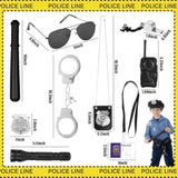 9Pcs Police Pretend Play Toy Set, Police Accessories For Kids Include Badge, Handcuffs, Walkie, And More For Dress Up Party, Role-Playing, Christmas Gift For Kids 3-8