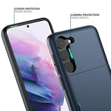 For Samsung S23 Case With Card Holder 5G 6.1 Inch Slim Dual Layer Heavy Duty Protective For Galaxy S23 Case Hidden Card Slot Wallet Case For Samsung S23(Blue)