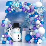 Frozen Balloon Garland 130Pcs Winter Balloon Arch Kit With Snowflake Balloons White Blue Purple Sliver Balloon Kit For Winter Theme Baby Shower Supplies Snowman Birthday Party Decorations