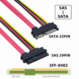 cablecc SFF-8482 SAS 29 Pin to SATA 22Pin Hard Disk Drive Raid Extension Cable