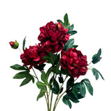 3 Pieces Peonies Artificial Flowers,Silk Flowers With Stems,27" Winter Flowers Artificial For Decoration,Long Stem Artificial Flowers For Tall Vase,Wedding Table Centerpiece Party Decor(Red)