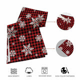 Merry Christmas Table Runner And Place Mats Set Of 6 Black And Red Buffalo Check Xmas Linen Dining Mat Sets Washable Snowflake Tabletop For Home Table Decorations 70 Inches Long